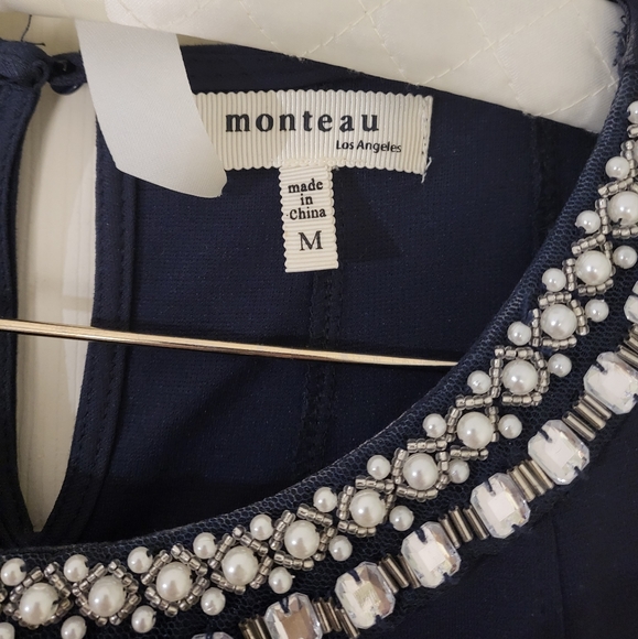 Monteau Semi Formal Navy Blue Fitted Dress - Picture 2 of 3